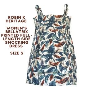 Robin K Heritage Women's Bellatrix Printed Side Smocking Summer Dress Size S